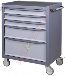 Carucior instrumente cu 3 sertare mici, 1 mediu si 1 mare (740x440x900mm)