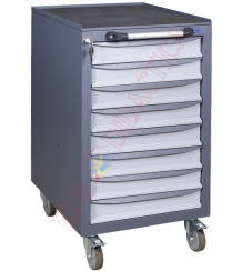 Carucior instrumente cu 8 sertare mici (500x600x900mm)